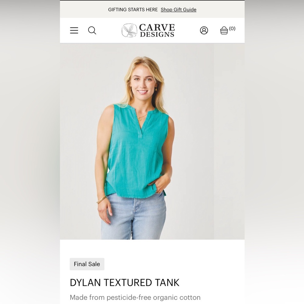 Carve Teal Textured Tank Top